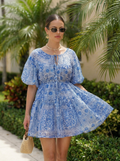 Patterned Viscose Babydoll Dress with Shorts