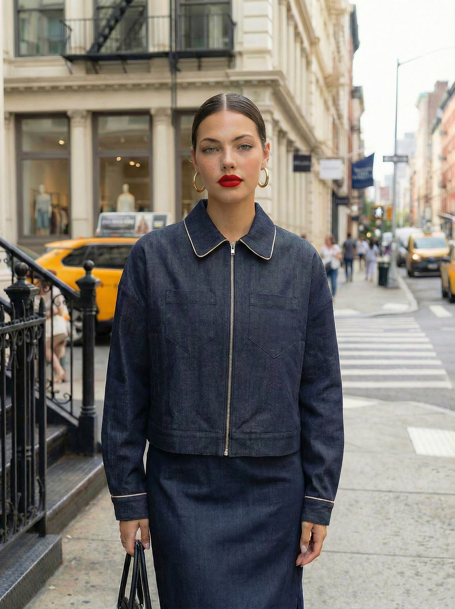 Oversized Denim Jacket – Cropped Boxy Coat