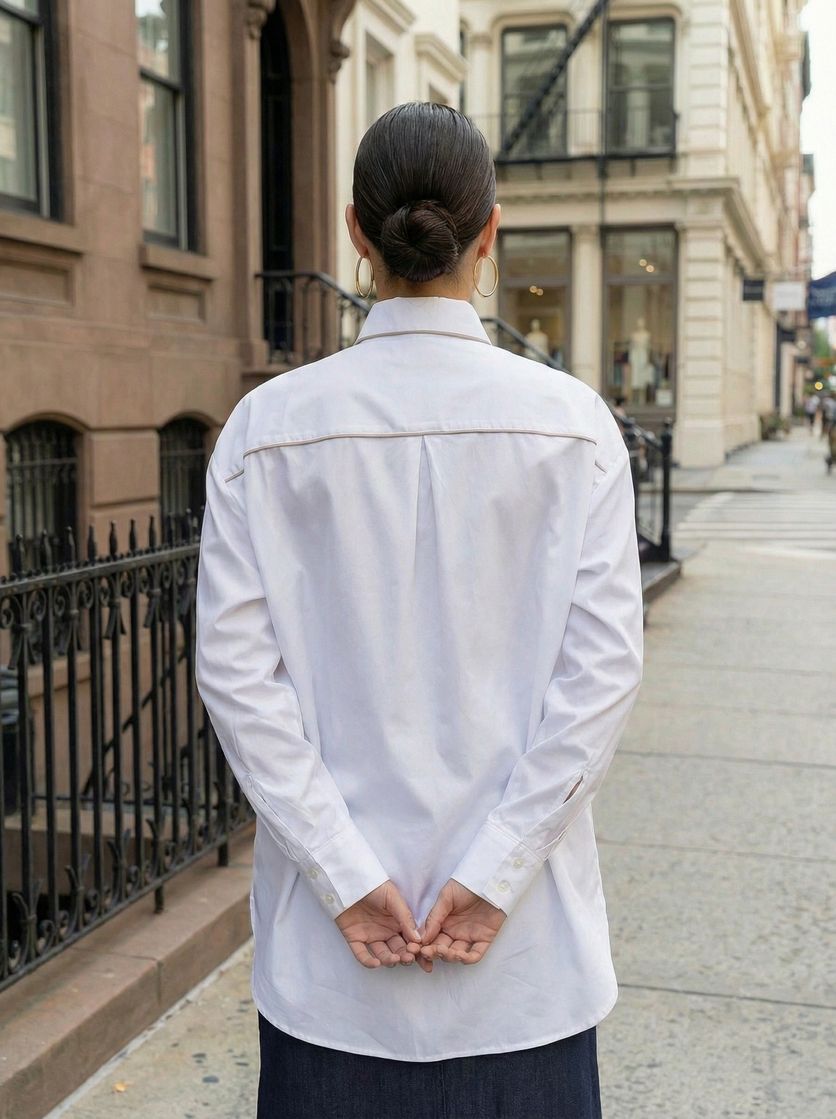 Oversized Cotton Button-Down Shirt, White