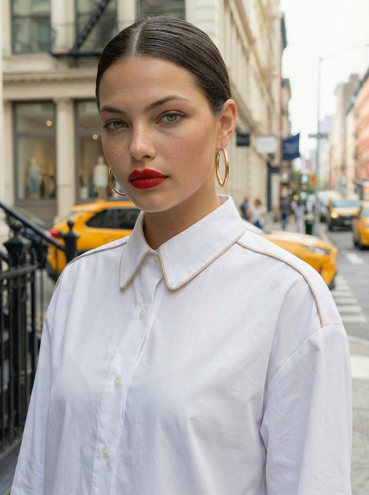 Oversized Cotton Button-Down Shirt, White